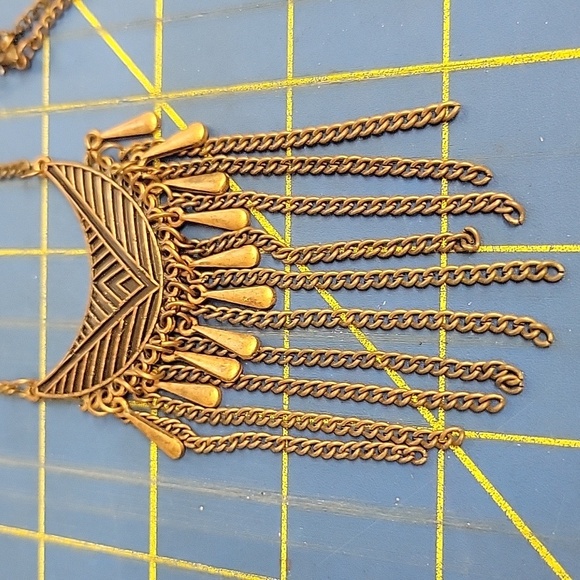 Pewter Gold Fringe 36" + 3" extention Necklace - Picture 2 of 3